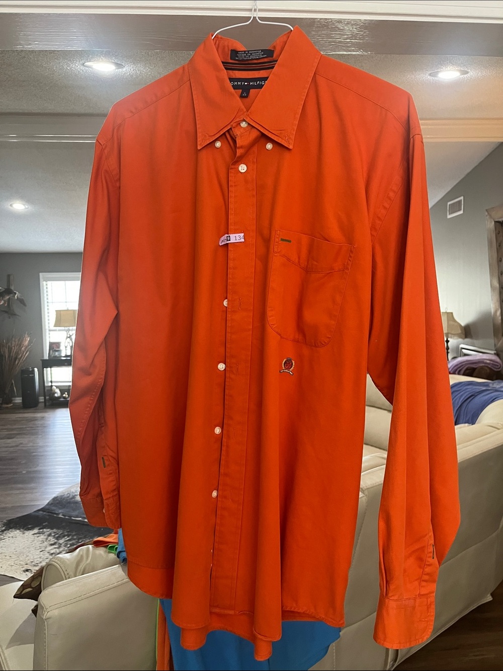 Tommy Hilfiger Orange Button-Down Dress Shirt